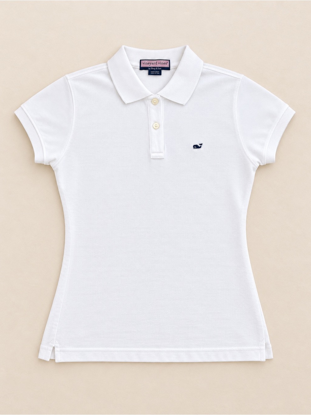 Vineyard Vines Girls White Classic Whale Piqué Polo Size Small